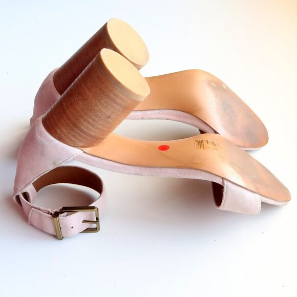 & Other Stories Pale Pink Cylinder Heel Ankle Strap Open Toe Sandals Summer Shoe - Picture 14 of 16